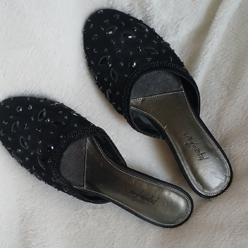 Jacqueline Ferrar Black Woven Mules